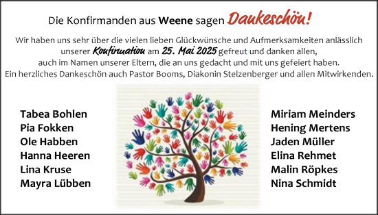 Glückwunschanzeige von Die Konfirmanden aus Weene  von EZ