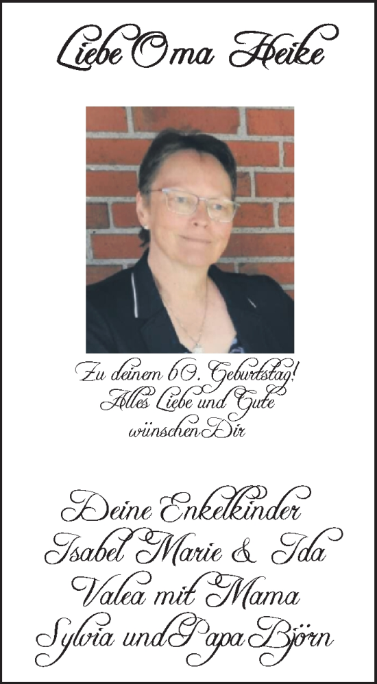 Glückwunschanzeige von Heike Meyer von Nordwest-Zeitung