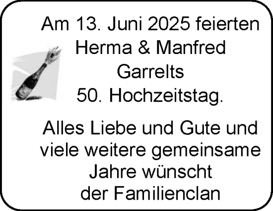 Glückwunschanzeige von Herma und Manfred Garrelts von EZ