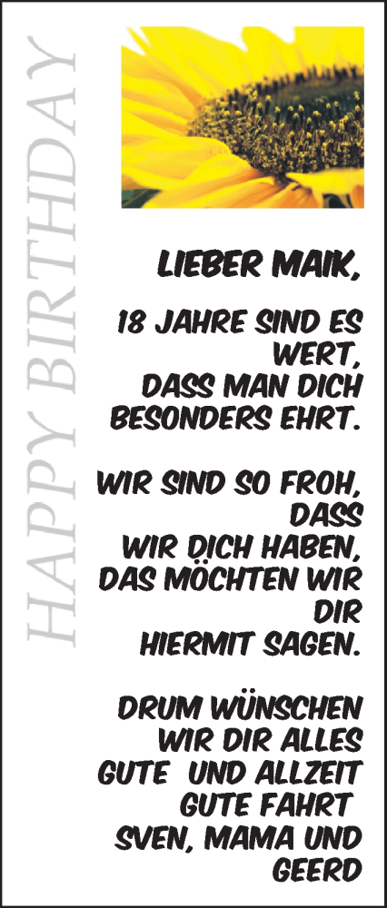 Glückwunschanzeige von Maik  von Nordwest-Zeitung