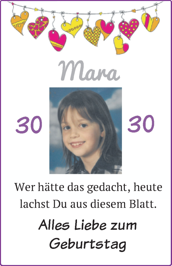 Glückwunschanzeige von Mara Kötter von Nordwest-Zeitung