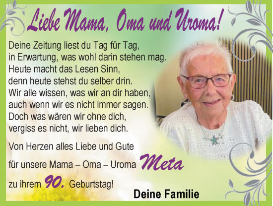 Glückwunschanzeige von Meta  von EZ