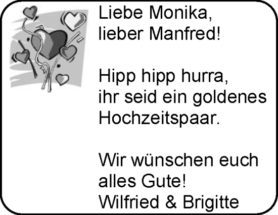 Glückwunschanzeige von Monika u Manfred  von EZ