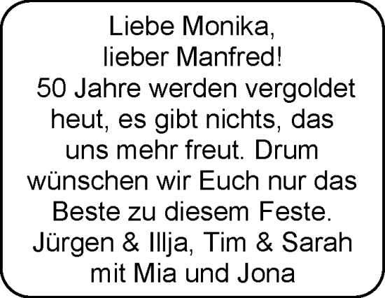 Glückwunschanzeige von Monika u Manfred  von EZ