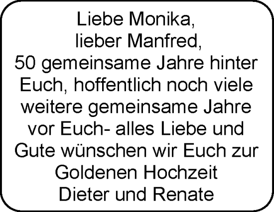 Glückwunschanzeige von Monika u Manfred  von EZ
