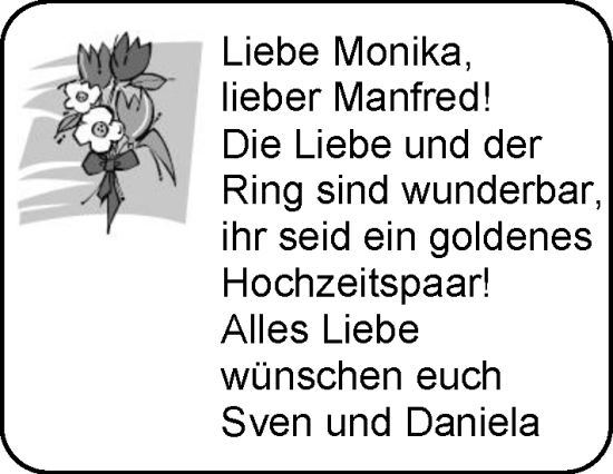 Glückwunschanzeige von Monika und Manfred  von EZ
