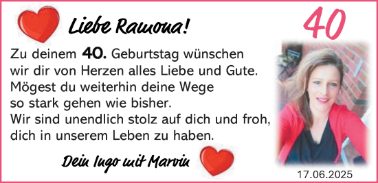 Glückwunschanzeige von Ramona  von EZ