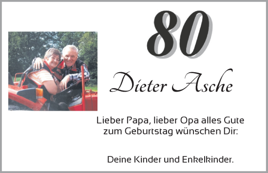 Glückwunschanzeige von Dieter Asche von Nordwest-Zeitung
