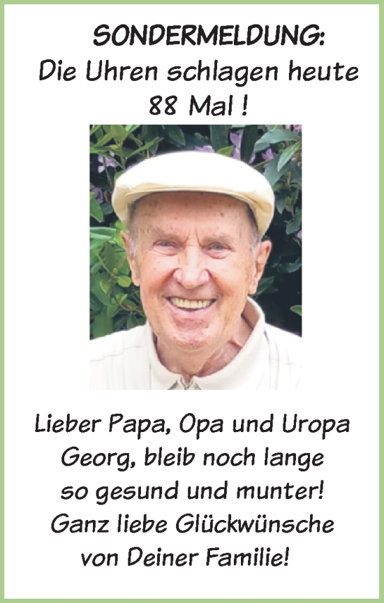 Glückwunschanzeige von Georg Kastner von Nordwest-Zeitung
