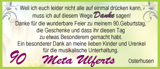 Glückwunschanzeige von Meta Ulfers von EZ