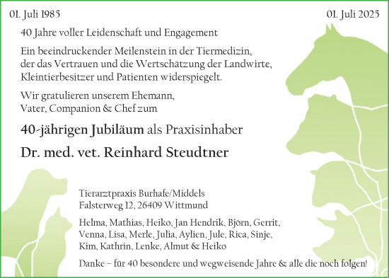 Glückwunschanzeige von Reinhard Steudtner von BM
