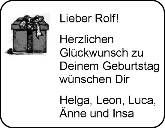 Glückwunschanzeige von Rolf  von EZ