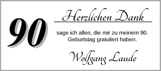 Glückwunschanzeige von Wolfgang Laude von BM