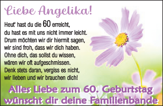 Glückwunschanzeige von Angelika  von EZ