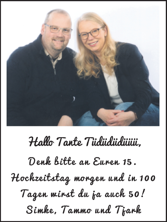 Glückwunschanzeige von Beate Gerdes von Nordwest-Zeitung