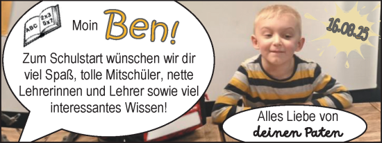 Glückwunschanzeige von Ben  von EZ