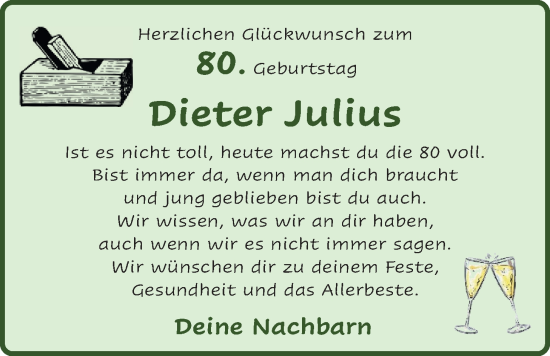 Glückwunschanzeige von Dieter Julius von BM