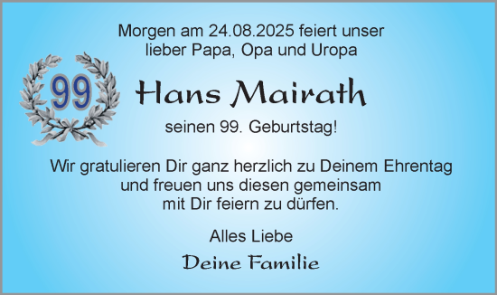 Glückwunschanzeige von Hans Mairath von EZ