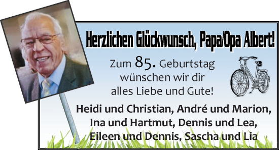 Glückwunschanzeige von Albert   von EZ