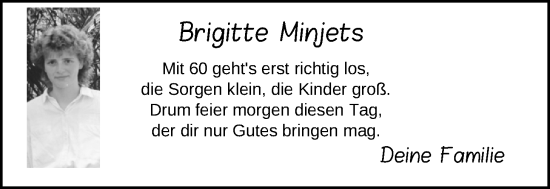 Glückwunschanzeige von Brigitte Minjets von EZ