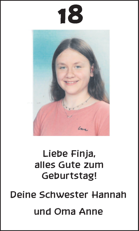 Glückwunschanzeige von Finja  von Nordwest-Zeitung