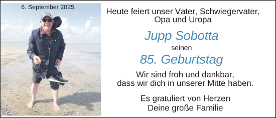 Glückwunschanzeige von Jupp Sobotta von Nordwest-Zeitung