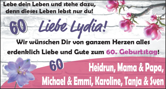 Glückwunschanzeige von Lydia  von EZ