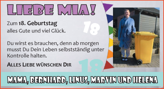 Glückwunschanzeige von Mia  von EZ