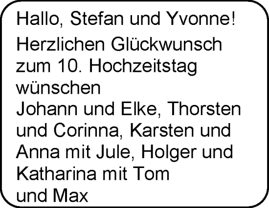 Glückwunschanzeige von Stefan und Yvonne  von EZ