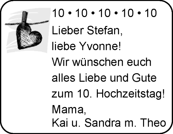 Glückwunschanzeige von Stefan und Yvonne  von EZ