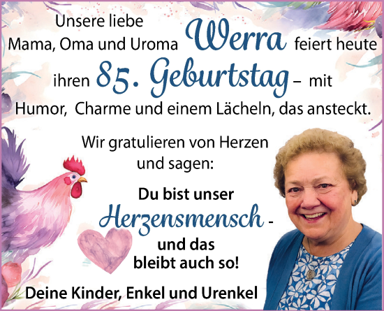 Glückwunschanzeige von Werra  von Nordwest-Zeitung