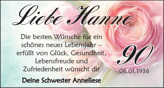 Glückwunschanzeige von Hanne  von EZ