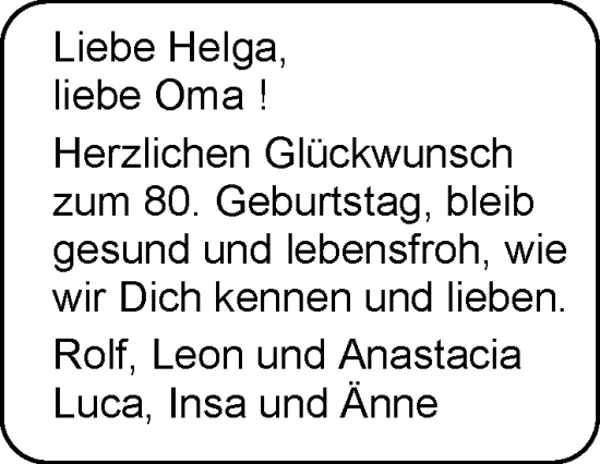 Glückwunschanzeige von Helga  von EZ