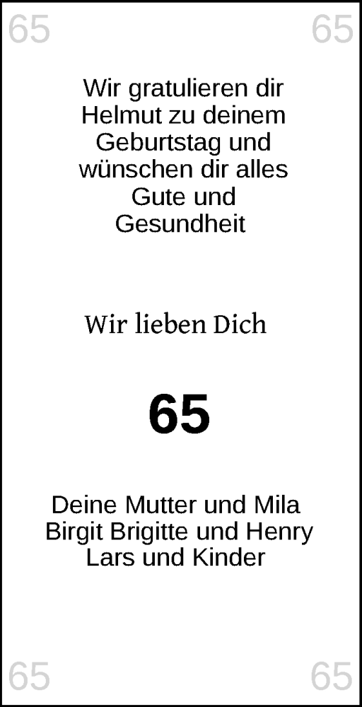 Glückwunschanzeige von Helmt  von Nordwest-Zeitung