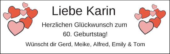 Glückwunschanzeige von Karin  von EZ