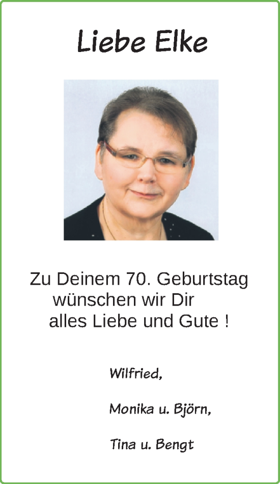 Glückwunschanzeige von Elke Bohnes von Nordwest-Zeitung