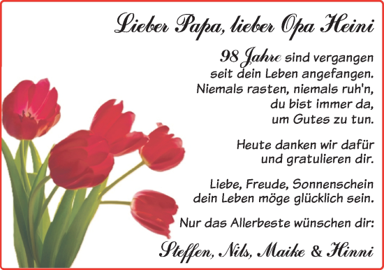 Glückwunschanzeige von Heinrich  von BM