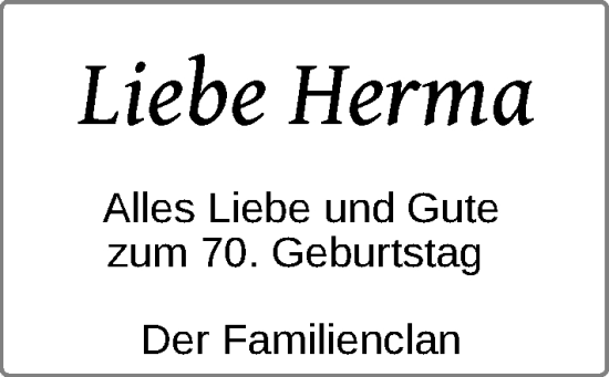 Glückwunschanzeige von Herma  von EZ