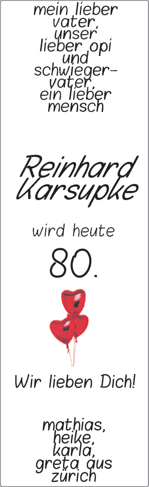 Glückwunschanzeige von Reinhard Karsupke von Nordwest-Zeitung